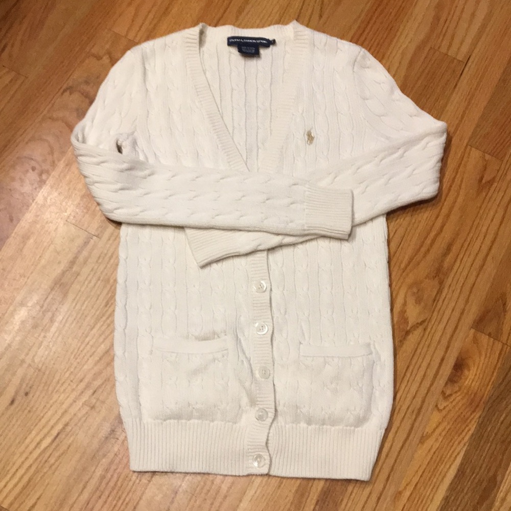 Ralph Lauren sport button down cable knit sweater